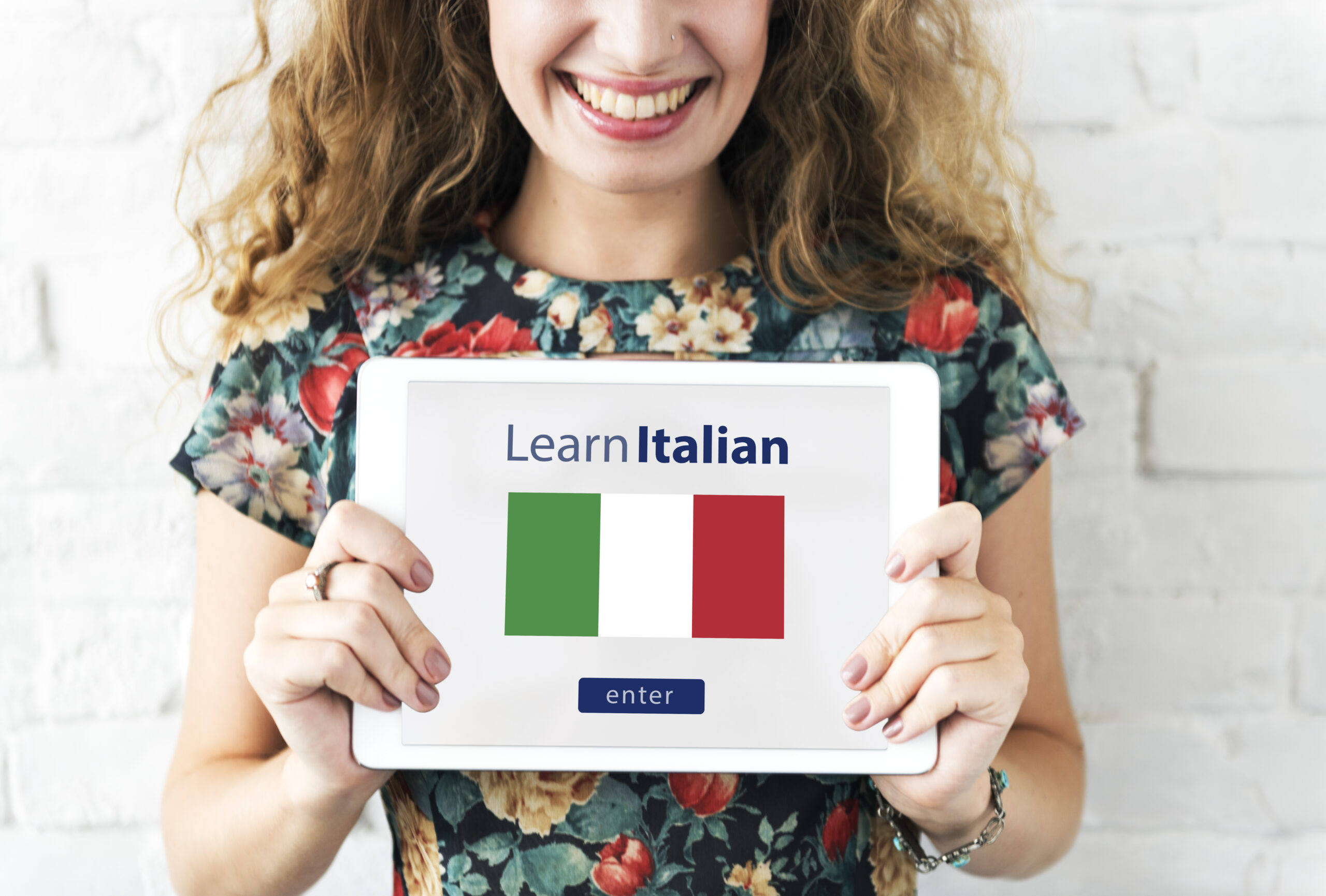 Learn Italian Language Online Education Concept